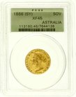 Ausländische Goldmünzen und -medaillen
Australien
Victoria, 1837-1901
Sovereign 1866. Sydney Mint. 7,99 g. 917/1000. Im PCGS Blister mit Grading XF...