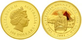 Ausländische Goldmünzen und -medaillen
Australien
Elisabeth II., seit 1952
100 Dollars Farbmünze 2001, Australien Nugget/Prospector Series, Goldwäs...