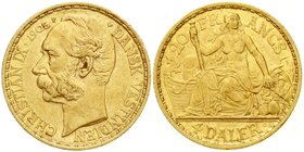 Ausländische Goldmünzen und -medaillen
Dänisch Westindien
Christian IX., 1863-1906
4 Daler = 20 Francs 1905. 6,45 g. 900/1000.
gutes vorzüglich, s...