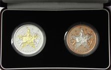 Ausländische Goldmünzen und -medaillen
Gibraltar
Elisabeth II., seit 1952
Set von 2 Bimetallmünzen: 2 Crowns 2003 Geburtstag des Euro. Kupfer mit S...