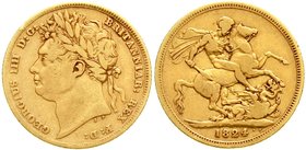 Ausländische Goldmünzen und -medaillen
Grossbritannien
George IV., 1820-1830
Sovereign 1824. 7,98 g. 917/1000
schön/sehr schön