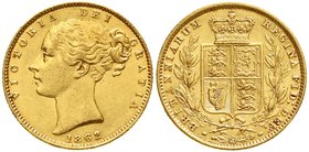 Ausländische Goldmünzen und -medaillen
Grossbritannien
Victoria, 1837-1901
Sovereign 1862, Wappen. 7,99 g. 917/1000.
vorzüglich/Stempelglanz, winz...