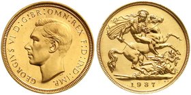 Ausländische Goldmünzen und -medaillen
Grossbritannien
Georg VI., 1937
1/2 Sovereign 1937. 3,99 g. 917/1000.
Polierte Platte, nur min. berührt, se...