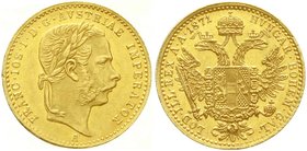Gold der Habsburger Erblande und Österreichs, Haus Habsburg, Franz Joseph I., 1848-1916
Dukat 1871 A, Wien. 3,49 g.
vorzüglich/Stempelglanz, kl. Ran...