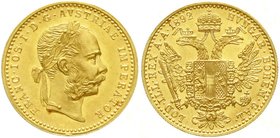 Gold der Habsburger Erblande und Österreichs, Haus Habsburg, Franz Joseph I., 1848-1916
Dukat 1892. 3,49 g.
Stempelglanz, Prachtexemplar