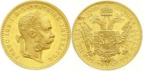Gold der Habsburger Erblande und Österreichs, Haus Habsburg, Franz Joseph I., 1848-1916
Dukat 1900. 3,49 g.
Stempelglanz, Prachtexemplar