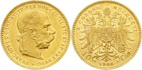 Gold der Habsburger Erblande und Österreichs, Haus Habsburg, Franz Joseph I., 1848-1916
10 Kronen 1906. 3,39 g. 900/1000.
vorzüglich/Stempelglanz