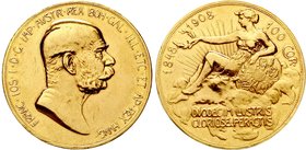 Gold der Habsburger Erblande und Österreichs, Haus Habsburg, Franz Joseph I., 1848-1916
100 Kronen 1908. 60 jähriges Reg.-Jub. 33,9 g. 900/1000.
seh...