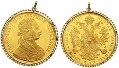 Gold der Habsburger Erblande und Österreichs, Haus Habsburg, Franz Joseph I., 1848-1916
4 Dukaten 1915. Offizielle Neuprägung. 14,00 g. 986/1000, ein...