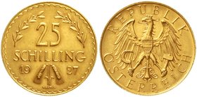 Gold der Habsburger Erblande und Österreichs, Österreich, 1. Republik, 1918-1938
25 Schilling 1927. 5,87 g. 900/1000.
gutes vorzüglich