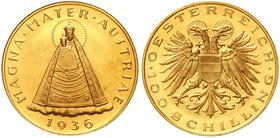 Gold der Habsburger Erblande und Österreichs, Österreich, 1. Republik, 1918-1938
100 Schilling 1936. Mariazell. 23,52 g. 900/1000.
fast Stempelglanz...