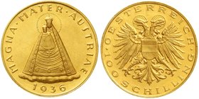 Gold der Habsburger Erblande und Österreichs, Österreich, 1. Republik, 1918-1938
100 Schilling 1936. Mariazell. 23,52 g. 900/1000.
vorzüglich