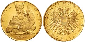 Gold der Habsburger Erblande und Österreichs, Österreich, 1. Republik, 1918-1938
25 Schilling St. Leopold 1937. 5,87 g. 900/1000
vorzüglich/Stempelg...