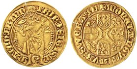 Altdeutsche Goldmünzen und -medaillen
Brandenburg-Franken
Friedrich V., 1495-1515 und 1536
Goldgulden o.J. Schwabach. 3,24 g.
sehr schön, Schrötli...