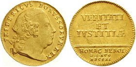 Altdeutsche Goldmünzen und -medaillen
Brandenburg-Preußen
Friedrich II., 1740-1786
Dukat 1740, auf die Huldigung zu Berlin. 3,48 g.
gutes vorzügli...