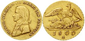 Altdeutsche Goldmünzen und -medaillen
Brandenburg-Preußen
Friedrich Wilhelm III., 1797-1840
Doppelfriedrichs d`or 1800 A. Berlin. 13,21 g.
gutes s...
