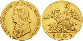 Altdeutsche Goldmünzen und -medaillen
Brandenburg-Preußen
Friedrich Wilhelm III., 1797-1840
Friedrichs d`or 1807 A, Berlin. 6,60 g.
fast vorzüglic...