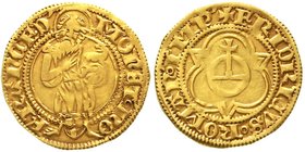 Altdeutsche Goldmünzen und -medaillen
Frankfurt
königl. Mzst, Friedrich III., 1491-1493
Goldgulden o.J. St. Johannes mit dem Weinsberger Schild zw....