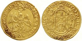 Altdeutsche Goldmünzen und -medaillen
Frankfurt
Stadt
Goldgulden 1612. Auf die Wahl von Matthias zum römischen Kaiser, gewidmet von der Stadt Frank...
