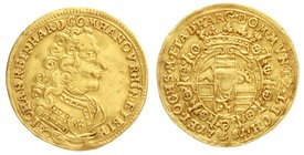 Altdeutsche Goldmünzen und -medaillen
Hanau-Lichtenberg
Johann Reinhard III., 1712-1736
Dukat 1731. Hanau. Geharnischtes Brustbild n.r./gekröntes W...