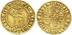 Altdeutsche Goldmünzen und -medaillen
Mainz-Erzbistum
Johann II. von Nassau, 1397-1419
Goldgulden o.J. (1399-1402) Bingen. 3,45 g.
vorzügliches Pr...