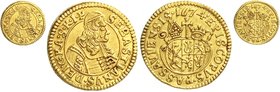 Altdeutsche Goldmünzen und -medaillen
Passau
Sebastian von Thun, 1673-1689
1/6 Dukat 1674. Brustb. n.r. im Bischofsornat und mit Kappe/4-feldiges W...