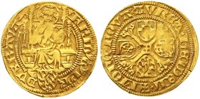 Altdeutsche Goldmünzen und -medaillen
Pfalz-Kurlinie
Friedrich I. der Siegreiche, 1449-1476
Goldgulden o.J.(1464) Heidelberg. 3,42 g.
sehr schön, ...