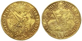 Altdeutsche Goldmünzen und -medaillen
Sachsen-Albertinische Linie
Johann Georg I., 1615-1656
10 Dukaten 1630 auf das Konfessionsjubiläum. 34,45 g. ...