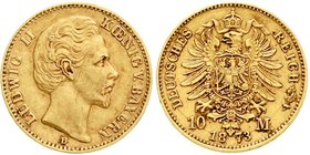 Reichsgoldmünzen
Bayern
Ludwig II., 1864-1886
10 Mark 1873 D. sehr schön