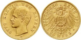 Reichsgoldmünzen
Bayern
Otto, 1886-1913
20 Mark 1905 D. fast Stempelglanz