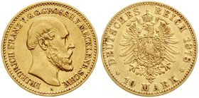 Reichsgoldmünzen
Mecklenburg/-Schwerin
Friedrich Franz II., 1842-1883
10 Mark 1878 A. fast vorzüglich