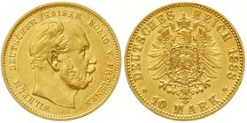 Reichsgoldmünzen
Preußen
Wilhelm I., 1861-1888
10 Mark 1888 A. vorzüglich/Stempelglanz