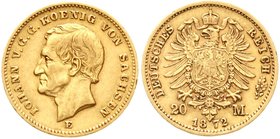 Reichsgoldmünzen
Sachsen
Johann, 1854-1873
20 Mark 1872 E. sehr schön, winz. Randfehler