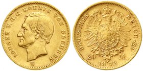 Reichsgoldmünzen
Sachsen
Johann, 1854-1873
20 Mark 1872 E. sehr schön