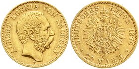 Reichsgoldmünzen
Sachsen
Albert, 1873-1902
20 Mark 1876 E. vorzüglich