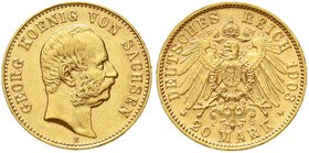 Reichsgoldmünzen
Sachsen
Georg, 1902-1904
20 Mark 1903 E. gutes vorzüglich