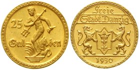 Gold der deutschen Kolonien u. Nebengebiete
Danzig
Freie Stadt, 1920-1939
25 Gulden 1930. prägefrisch