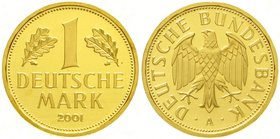 Goldmünzen der Bundesrepublik Deutschland
DM
Goldmark (Deutsche Bundesbank), 2001
2001 A. 12 g. Feingold. Im Set mit der 1 DM Kursmünze 1950 G (vz/...