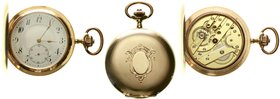Uhren aus Gold
Taschenuhren
Herren-Savonette Gelbgold 585, von 1934. Hersteller Dürrstein, Dresden. Gehäuse mit Schweizer Goldstempeln und deutschem...