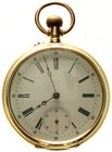 Uhren aus Gold
Taschenuhren
Herrentaschenuhr "open face" Gelbgold 585, ab 1907. Hersteller Henri Nicod, St. Imier, Schweiz. Mit deutschem Importstem...