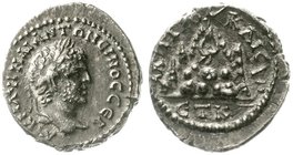 Provinzialrömische Münzen
Kappadokien
Caesarea, Caracalla, 196-217
Drachme Jahr 20 = 215/216. Belorb. Kopf r./Berg Argaeus.
vorzüglich, schöne Pat...