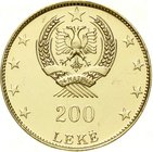 Ausländische Münzen und Medaillen
Albanien
Sozialistische Volksrepublik, 1945-1990
Probeabschlag der Rückseite des 200 Leke 1968, Aluminium, vergol...