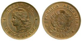 Ausländische Münzen und Medaillen
Argentinien
Republik, seit 1881
Centavo 1888. fast Stempelglanz, schöne Kupferpatina, selten in dieser Erhaltung...