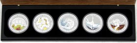 Ausländische Münzen und Medaillen
Australien
Elisabeth II., seit 1952
Set der 5 Farb-Silbermünzen zu je 1 Dollar (Unze) 2009 "Discover Australia". ...