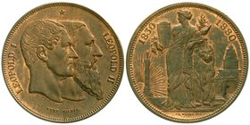 Ausländische Münzen und Medaillen
Belgien
Leopold II., 1865-1909
Module 5 Francs Bronzemedaille 1880 auf 50 Jahre Königreich. 37 mm.
vorzüglich...