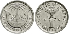 Ausländische Münzen und Medaillen
Biafra
Republik, 1968-1969
Shilling 1969. vorzüglich/Stempelglanz