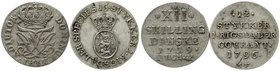 Ausländische Münzen und Medaillen
Dänemark
Frederik IV., 1699-1730
2 Stück: 12 Skilling 1719 HCM, 1/15 Speciedaler 1796 MF.
sehr schön
