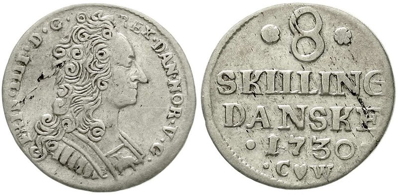 Ausländische Münzen und Medaillen
Dänemark
Frederik IV., 1699-1730
8 Skilling...