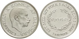 Ausländische Münzen und Medaillen
Dänemark
Christian X., 1912-1947
2 Kronen 1945. Auf seinen 75. Geburtstag.
Polierte Platte/BU, sehr selten in di...