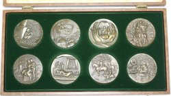 Ausländische Münzen und Medaillen
Dänemark
Margrethe II., seit 1972
Set von 8 großen Bronzemedaillen 1975 von Harald Salomon auf Märchen von Hans C...